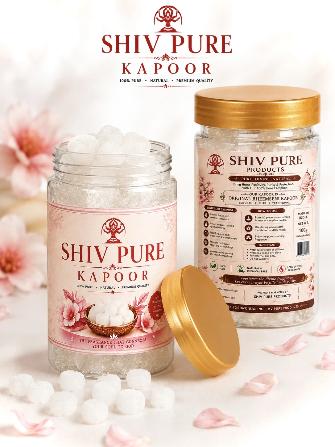 Shiv Pure Products 100% original bheemseni Kapoor (Camphor) 100gm - Image 3