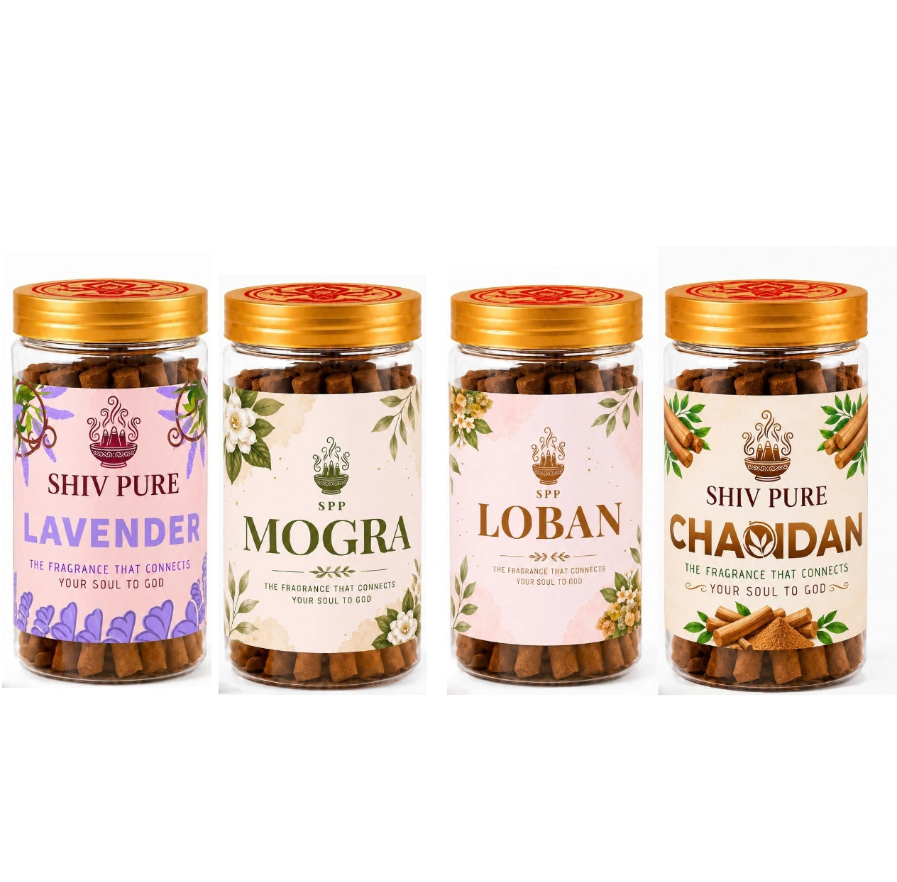 SPP Lavender, Mogra, Chandan & Loban Dhoop Sticks Combo Pack