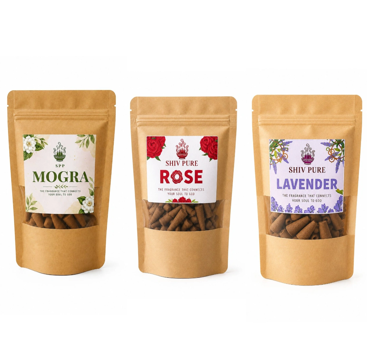 SPP Mogra, Rose & Lavender Dhoop Cones Combo Pack