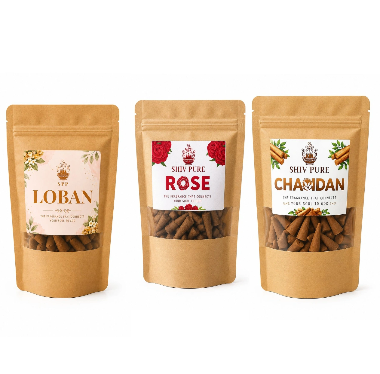 SPP Loban, Rose & Chandan Dhoop Cones Combo Pack