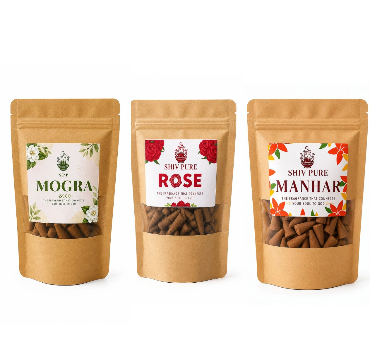 SPP Mogra, Manhar & Rose Dhoop Cones Combo Pack