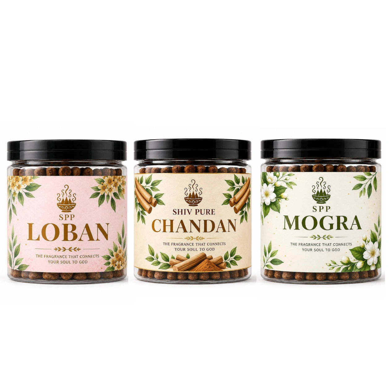 SPP Loban,Chandan & Mogra Dhoop Cones Combo Pack (200gm)