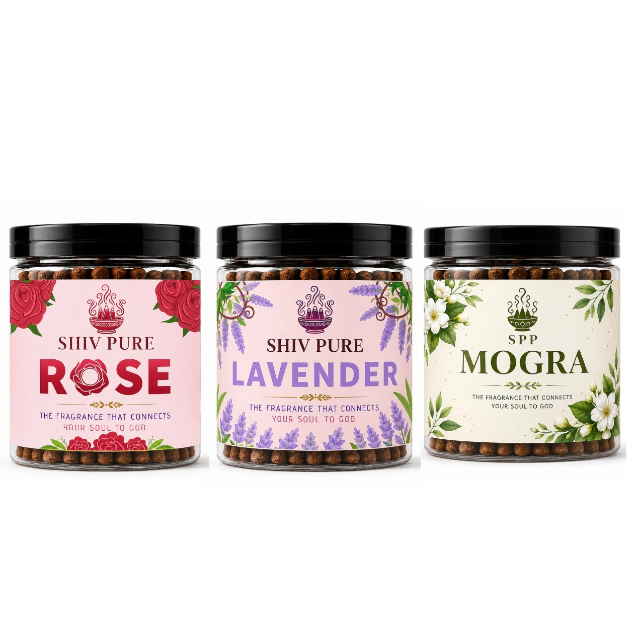 SPP Rose,Lavender & Mogra Dhoop Cones Combo Pack (200gm)