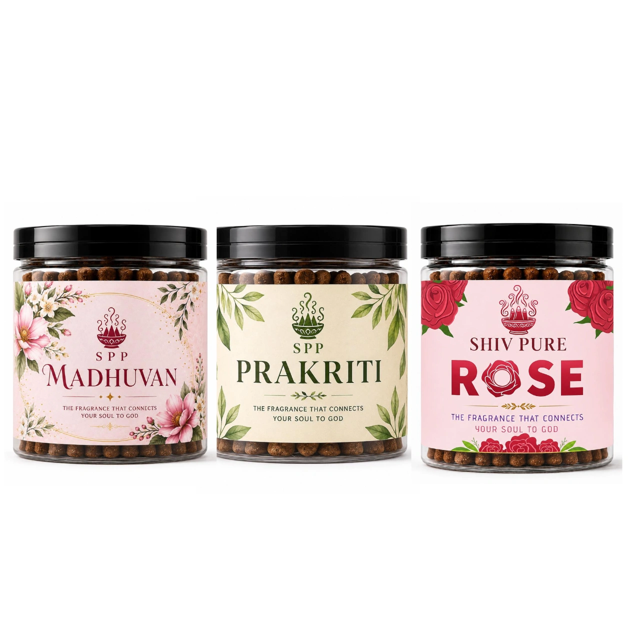 SPP Madhuvan,Prakriti & Rose Dhoop Cones Combo Pack (200gm)
