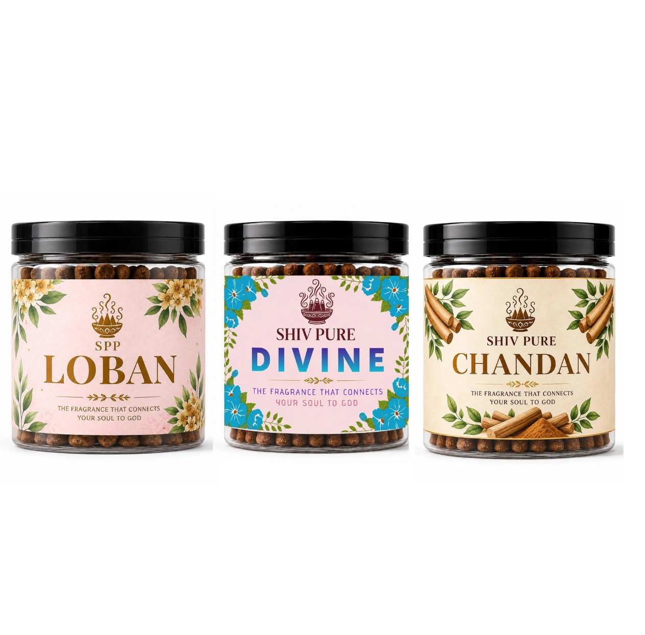 SPP Loban,Chandan & Divine Dhoop Cones Combo Pack (200gm)
