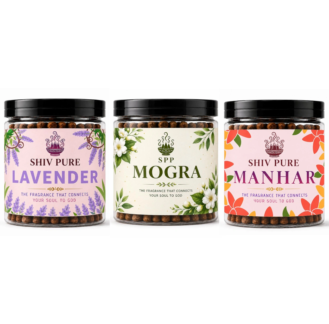 SPP Lavender,Mogra & Manhar Dhoop Cones Combo Pack (200gm)