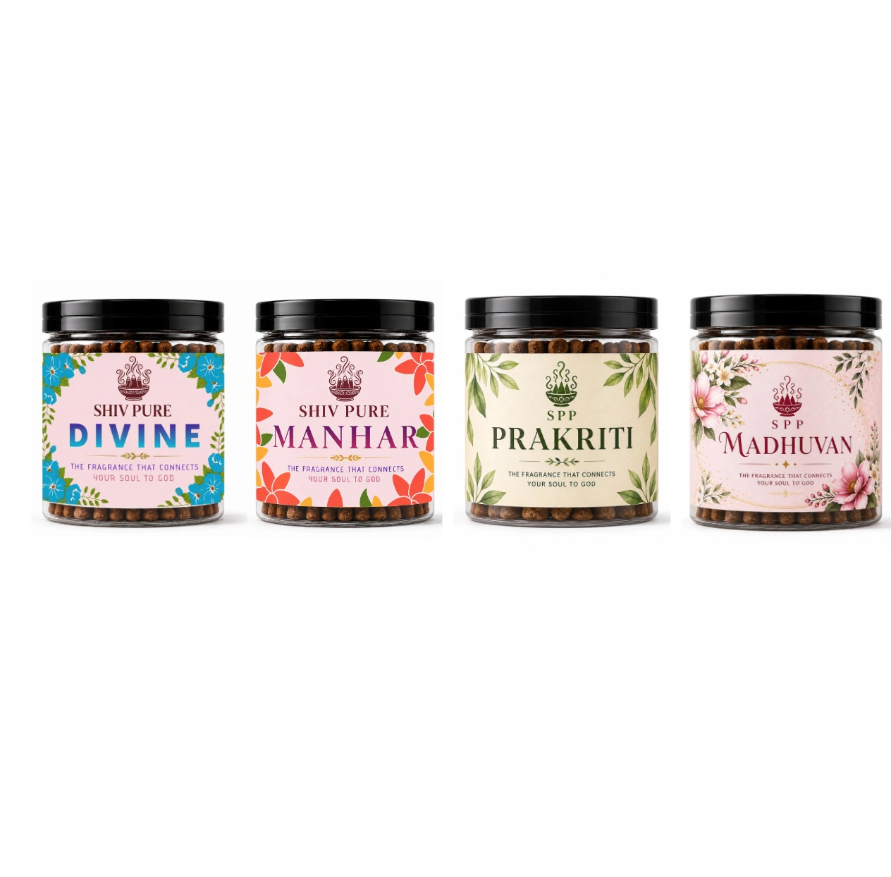 SPP Divine, Manhar, Prakriti & Madhuvan Dhoop Cones Combo Pack (200gm)