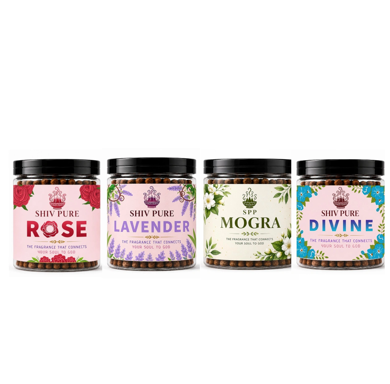 SPP Lavender,Divine,Mogra & Rose Dhoop Cones Combo Pack (200gm)